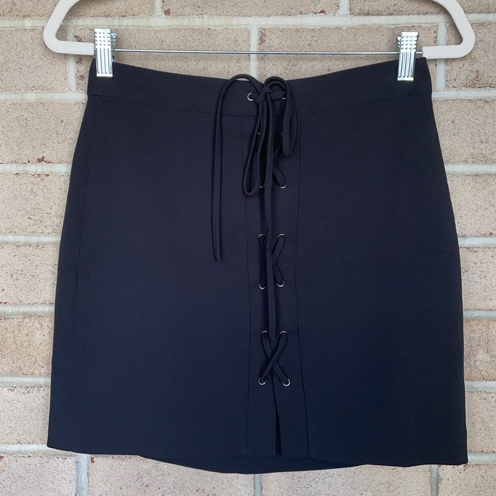 Madewell Black Lace-up Mini Skirt